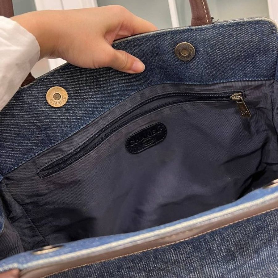 chanel vintage 牛仔 丹寧 手提包 肩背包 側背包-16