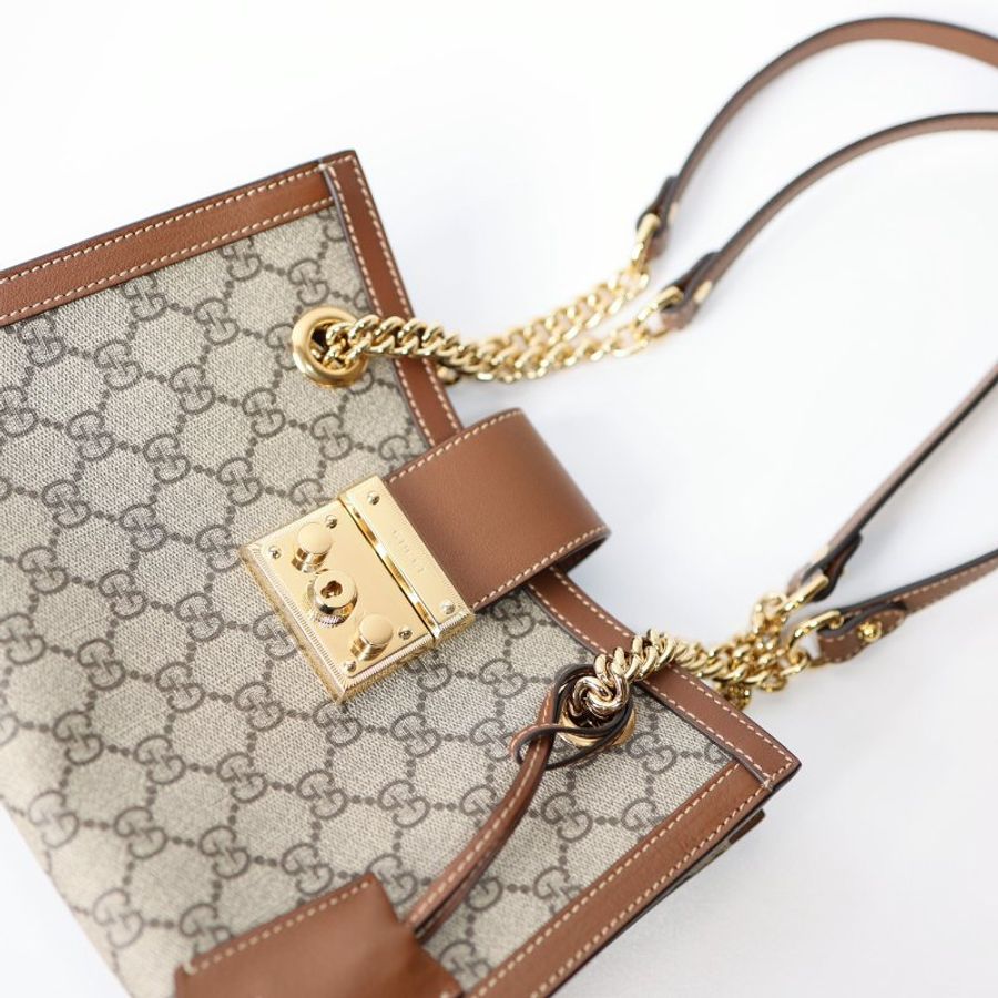 全新 Gucci Padlock Tote 棕色老花款-12
