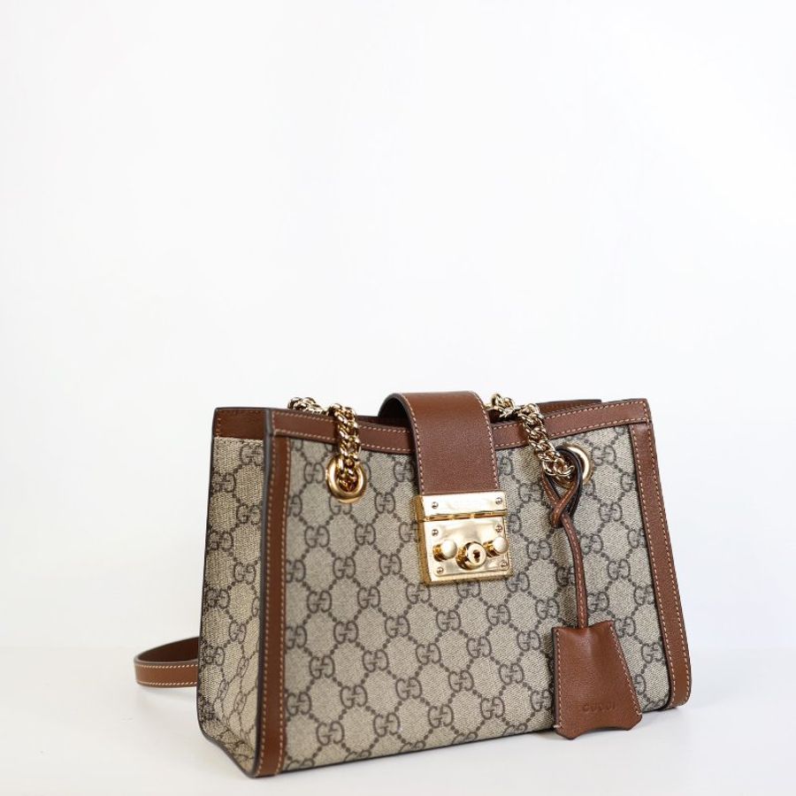 全新 Gucci Padlock Tote 棕色老花款-14