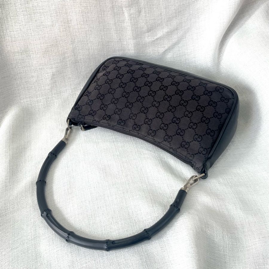 ✨ Gucci 竹節黑色老花單肩包 Bamboo shoulder bag-1