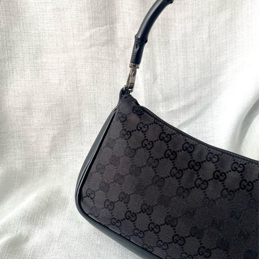 ✨ Gucci 竹節黑色老花單肩包 Bamboo shoulder bag-14
