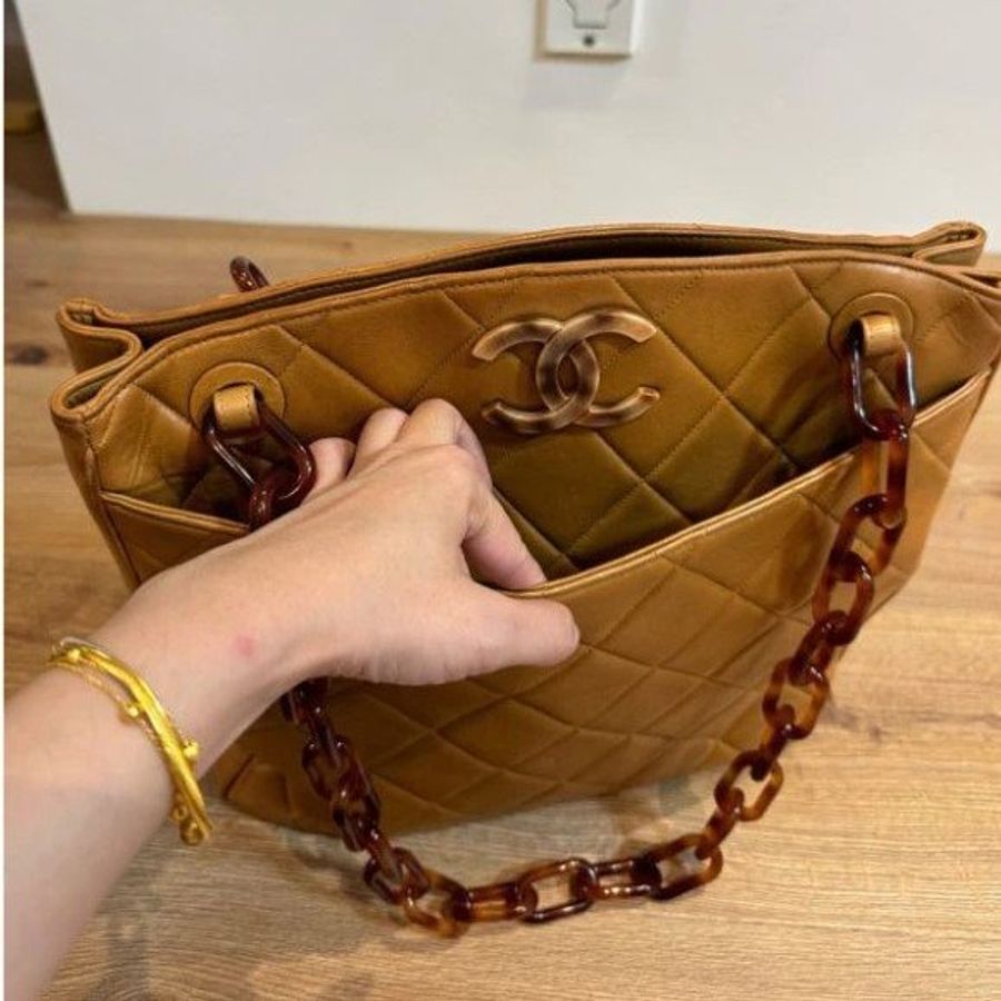 Chanel 香奈兒vintage Tortoise shell hand black 玳瑁 風琴包 肩背包 手提包 側背包 購物包-13