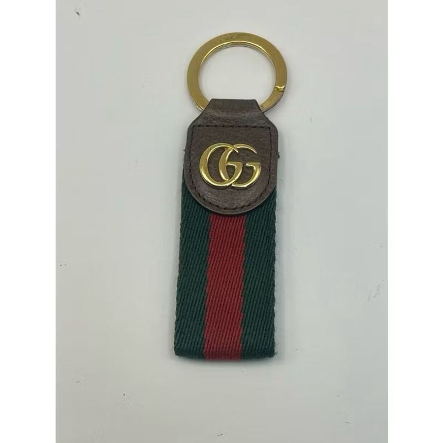 GUCCI GG 古馳 Ophidia 系列 經典 紅綠條紋 正品 鑰匙圈 鎖匙 吊飾-0