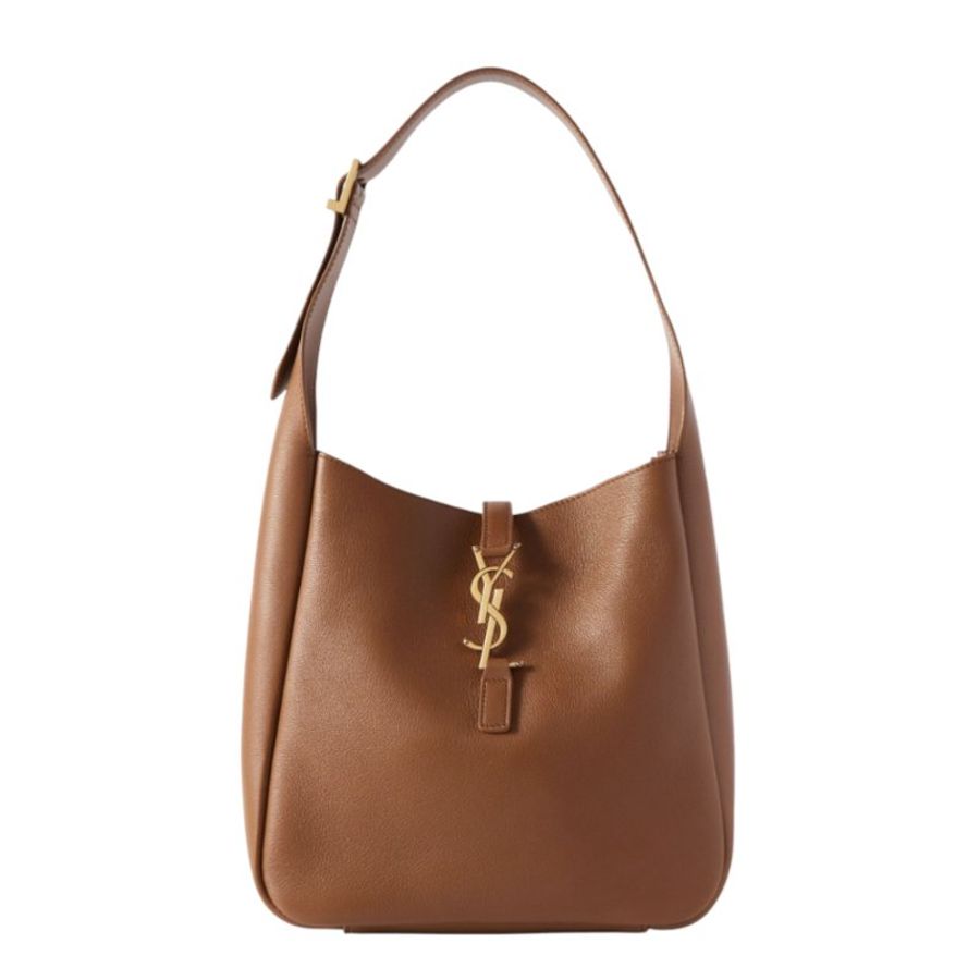 【YSL】SAINT LAUENT LE 5 A 7 Hobo Small 小款 粒面鹿皮 肩背包 棕色 713938-0