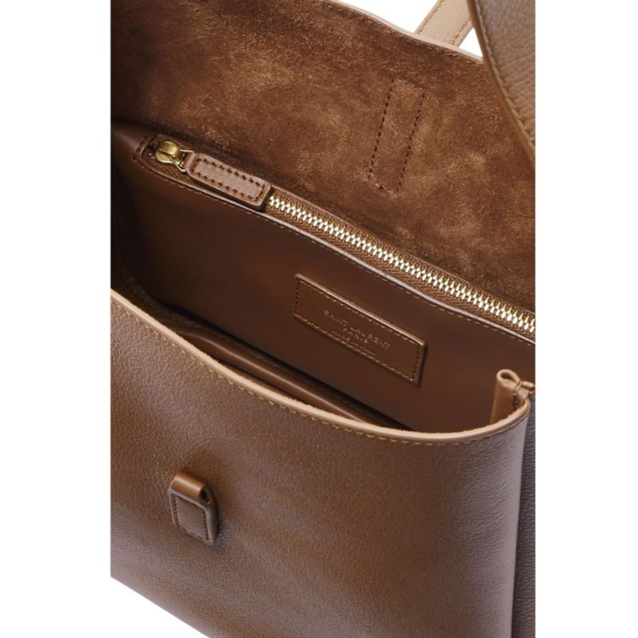 【YSL】SAINT LAUENT LE 5 A 7 Hobo Small 小款 粒面鹿皮 肩背包 棕色 713938-2
