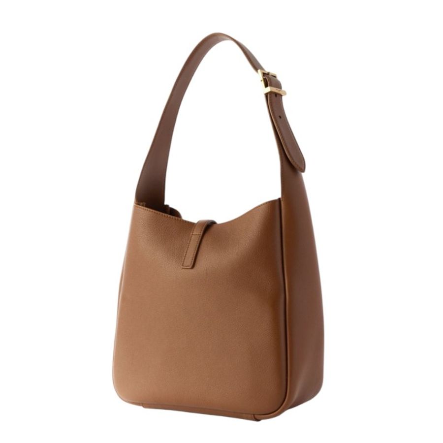 【YSL】SAINT LAUENT LE 5 A 7 Hobo Small 小款 粒面鹿皮 肩背包 棕色 713938-3