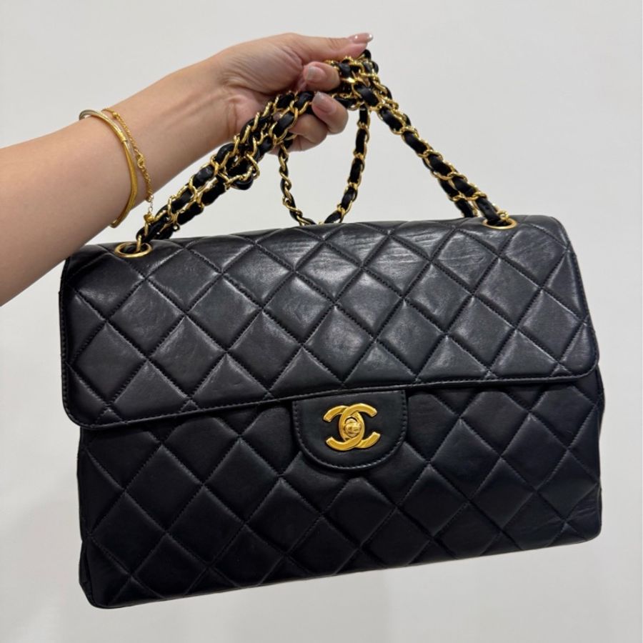 Chanel 香奈兒 vintage 黑金 雙面包 C F 雙子星 鏈條包 帶鏈包 肩背包 斜背包 手提包 側背包-0