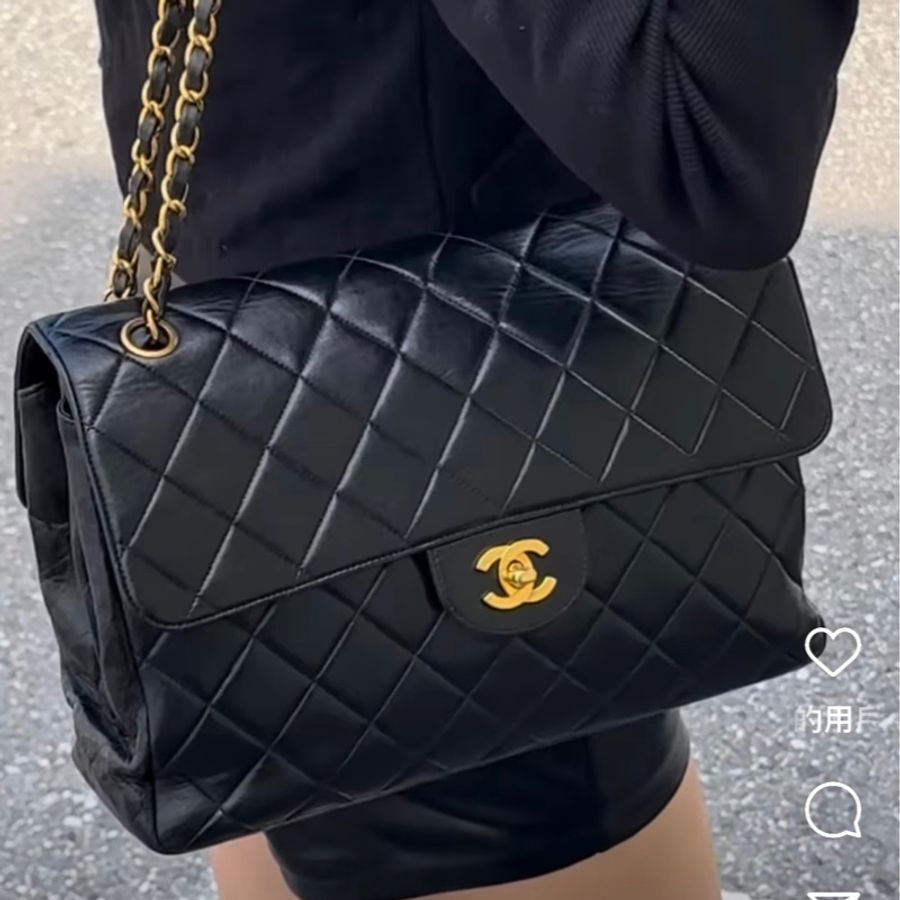 Chanel 香奈兒 vintage 黑金 雙面包 C F 雙子星 鏈條包 帶鏈包 肩背包 斜背包 手提包 側背包-7