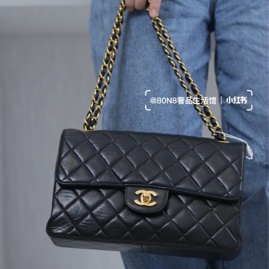 Chanel 香奈兒 vintage 黑金 雙面包 C F 雙子星 鏈條包 帶鏈包 肩背包 斜背包 手提包 側背包-8