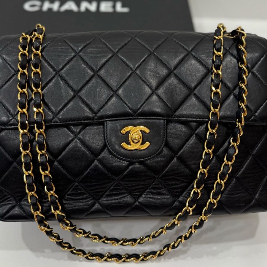 Chanel 香奈兒 vintage 黑金 雙面包 C F 雙子星 鏈條包 帶鏈包 肩背包 斜背包 手提包 側背包-22