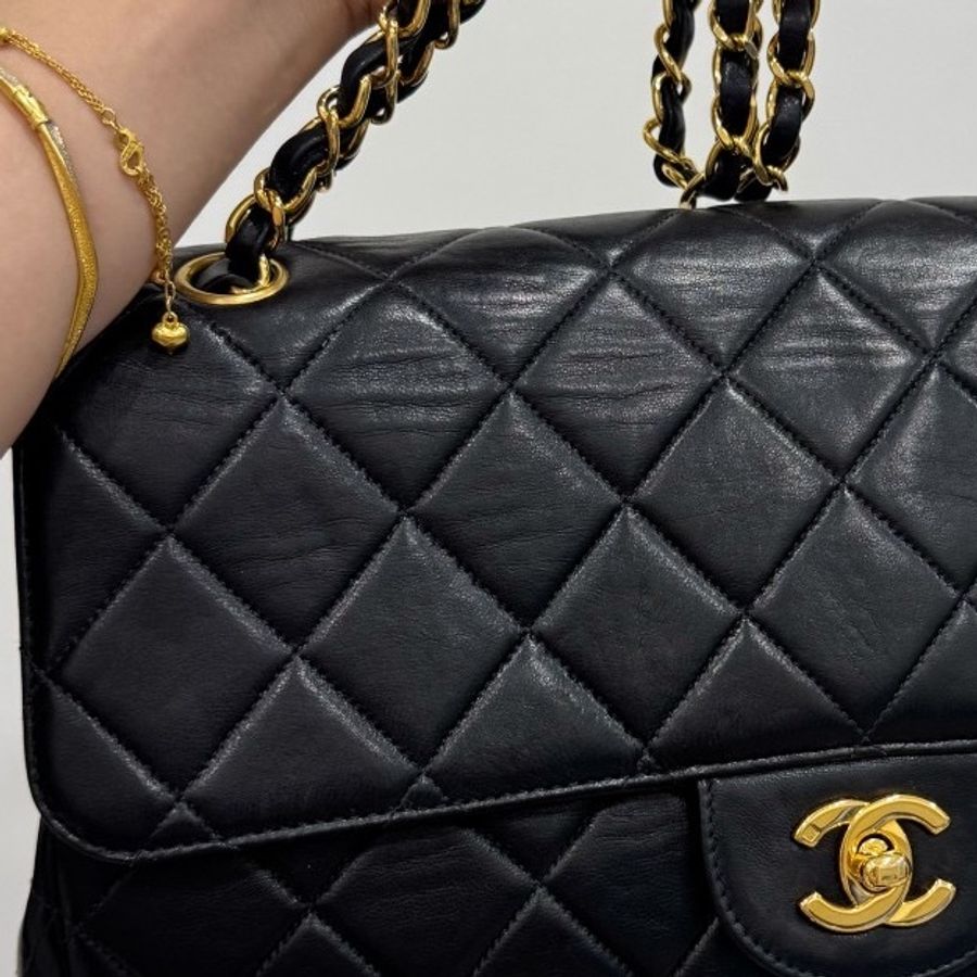 Chanel 香奈兒 vintage 黑金 雙面包 C F 雙子星 鏈條包 帶鏈包 肩背包 斜背包 手提包 側背包-25