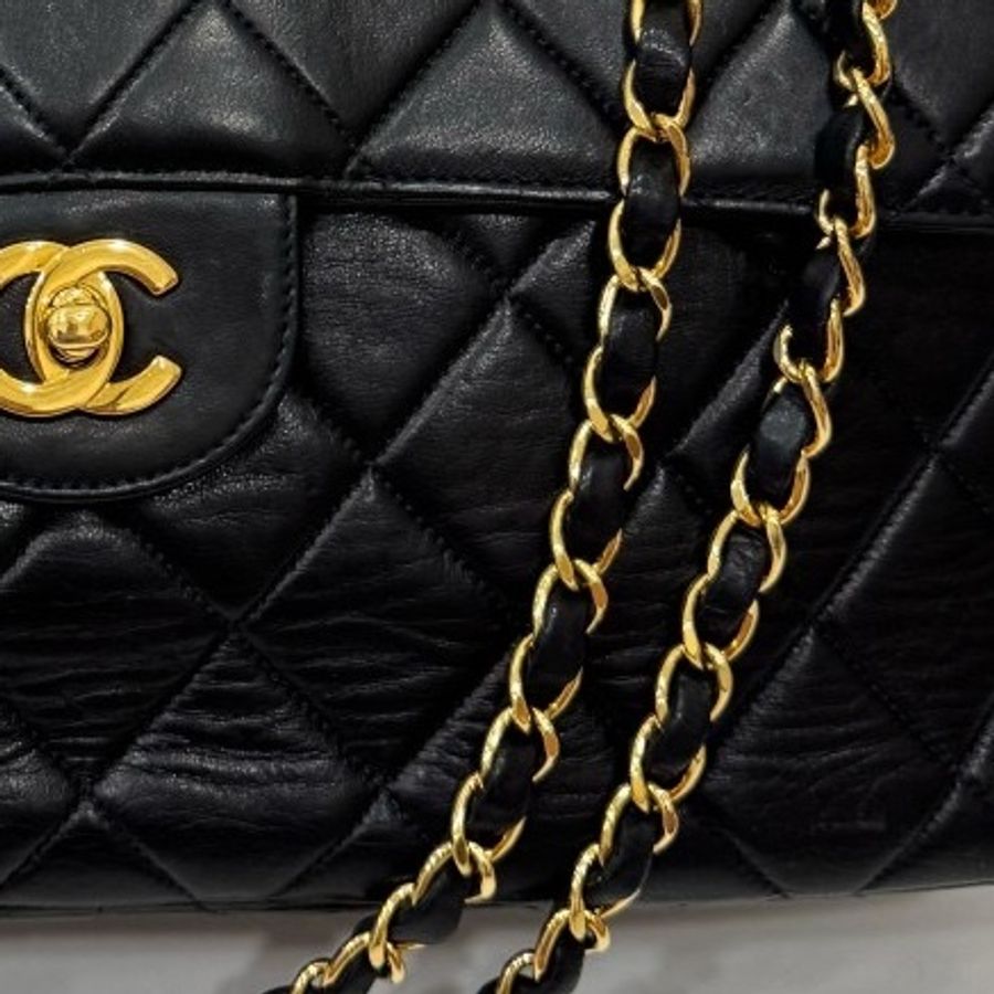Chanel 香奈兒 vintage 黑金 雙面包 C F 雙子星 鏈條包 帶鏈包 肩背包 斜背包 手提包 側背包-37