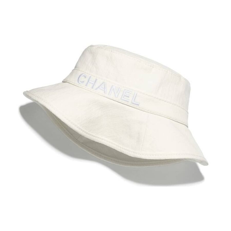 chanel 白色 丹寧 遮陽帽 漁夫帽 帽子 休閒帽-0