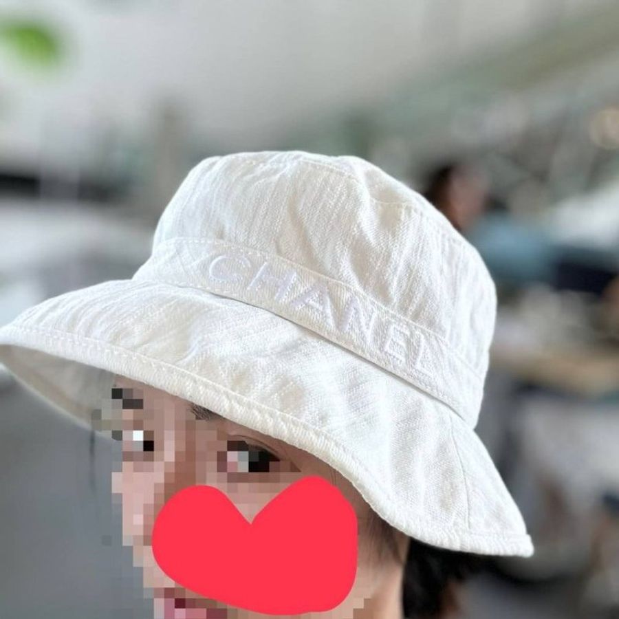 chanel 白色 丹寧 遮陽帽 漁夫帽 帽子 休閒帽-6