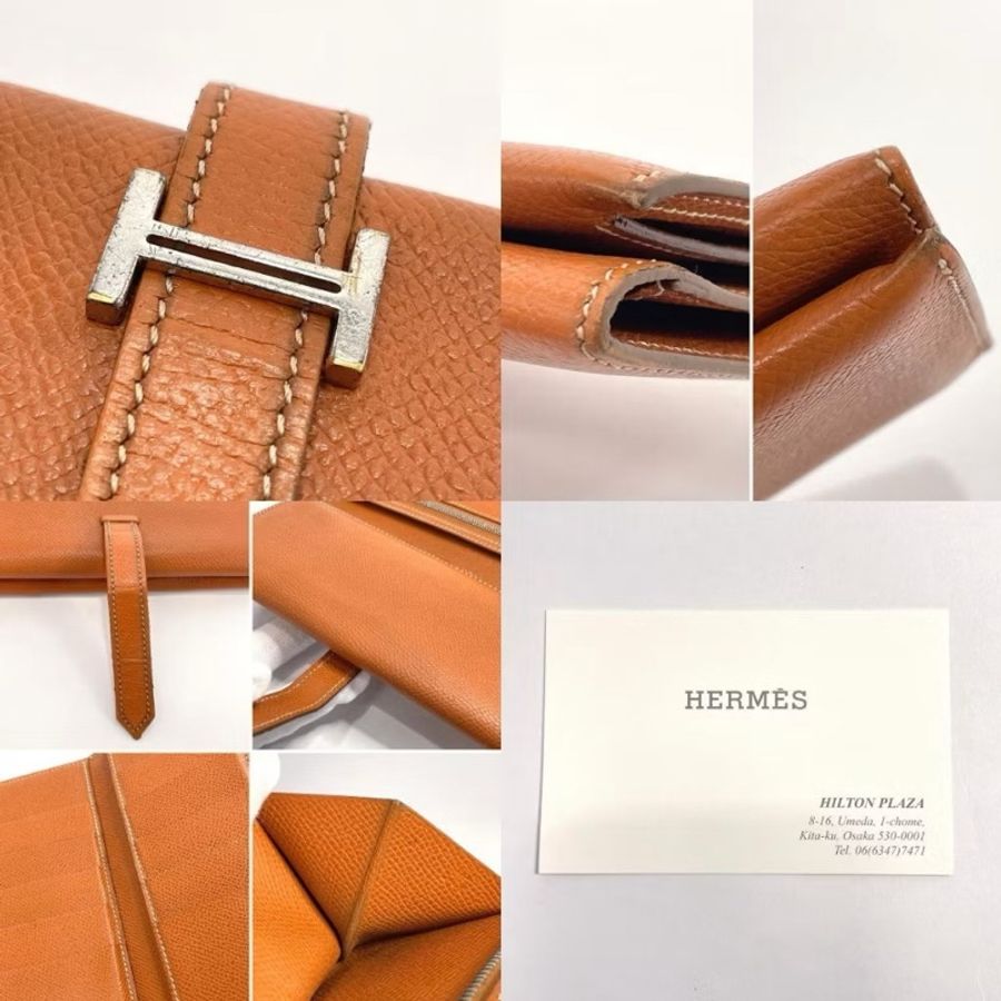 愛馬仕 HERMES 長夾 中夾 Bearn 2PLIS Vaux Epson 棕色 三折 錢包-8