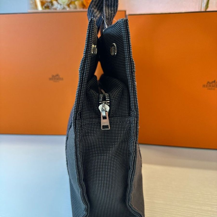Hermes Vintage Ale Line MM 銀扣手挽灰色袋小號-2