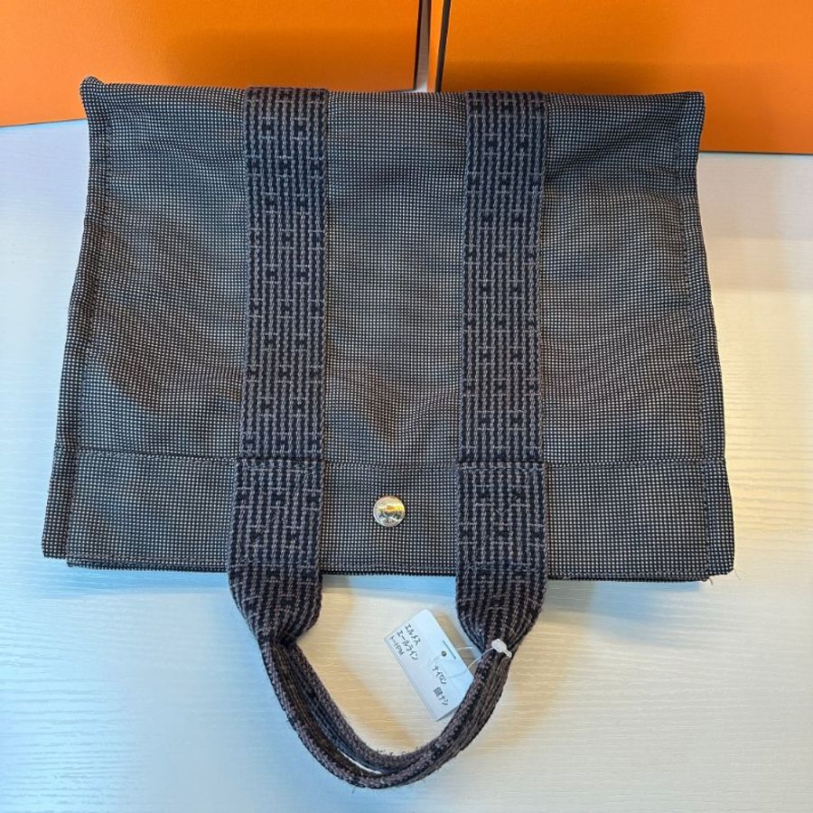 Hermes Vintage Ale Line MM 銀扣手挽灰色袋小號-8