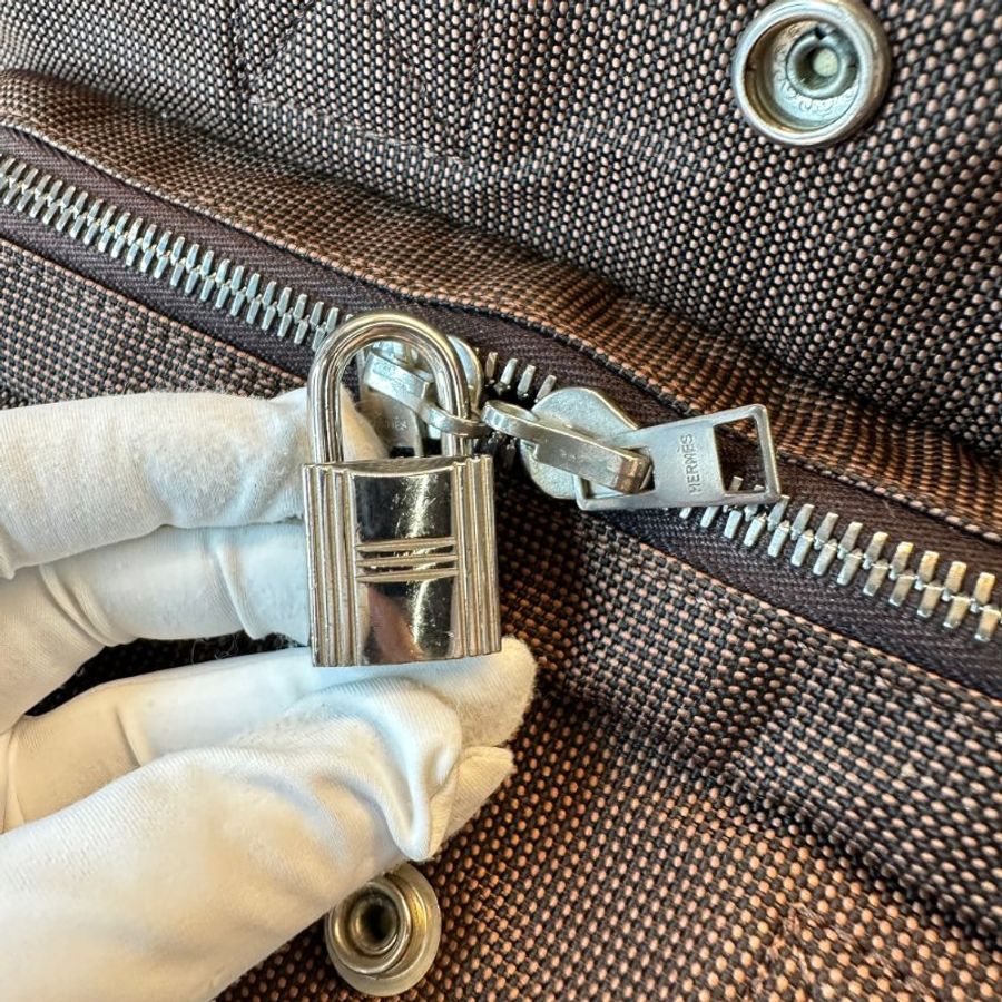 Hermes Vintage Ale Line MM 銀扣手挽啡色袋小號-4