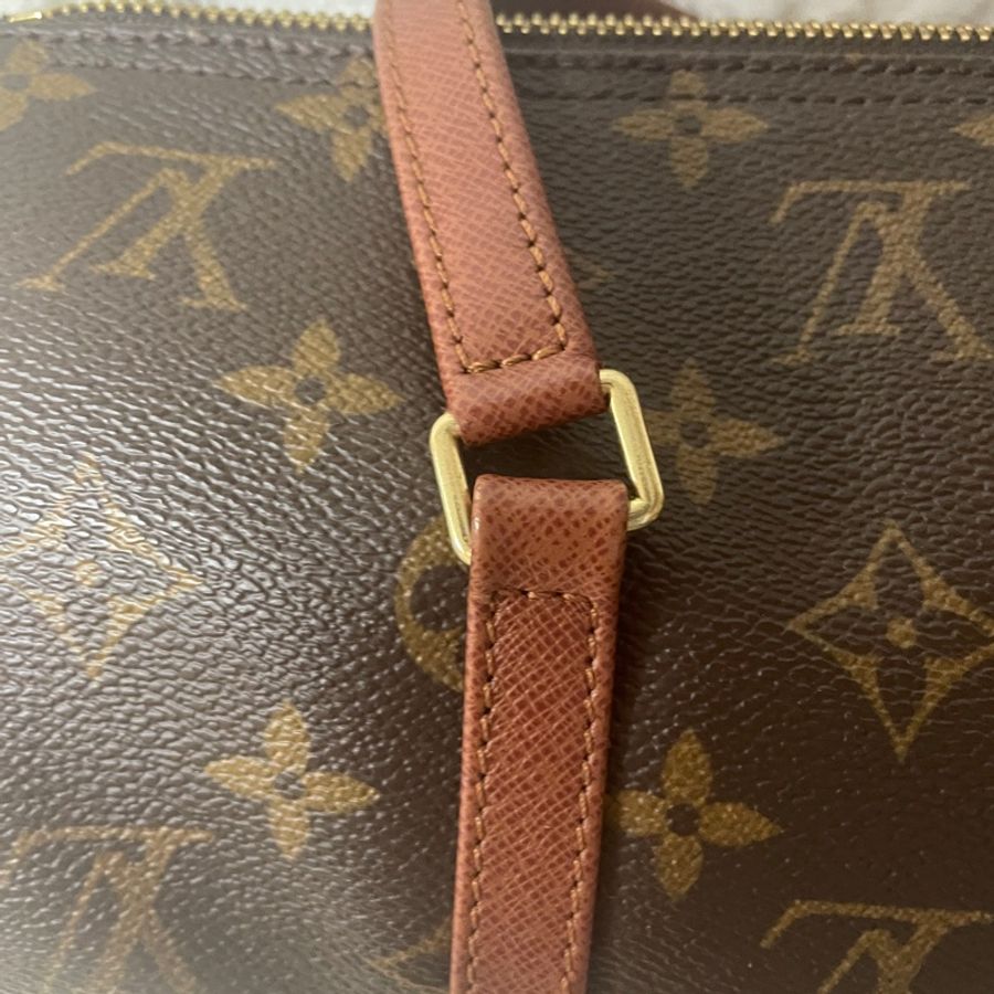 Louis Vuitton 中古Papillon 紅皮老花圓筒包30公分-19