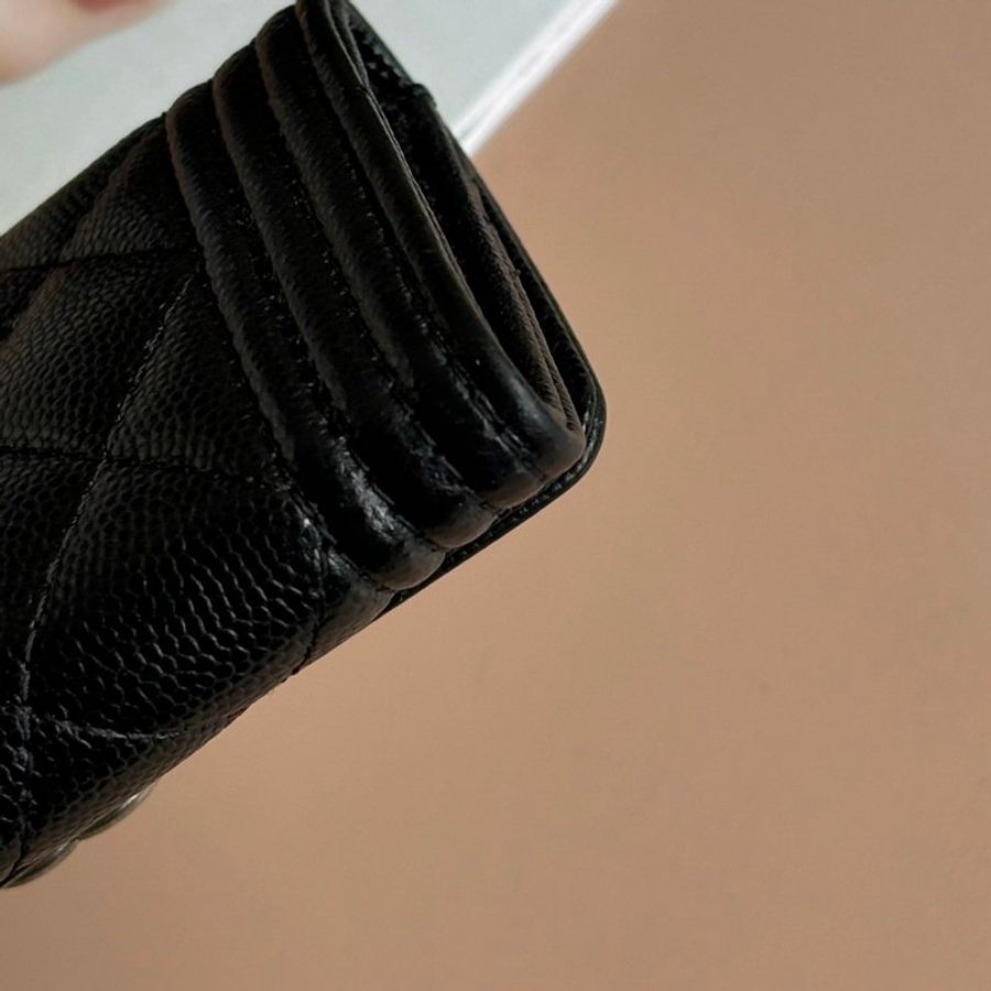 ::CHANEL:: BOY 黑色荔枝紋牛皮復古銀釦 零錢包 卡包-6
