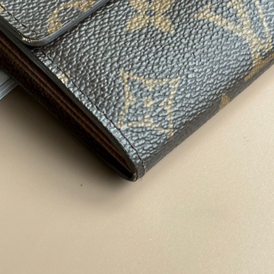 ::LOUIS VUITTON:: 花紋內棕色金釦長夾-5