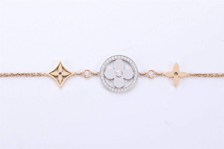 LOUIS VUITTON(路易威登) IDYLLE BLOSSOM STRASS 手鏈 18k白金拼18K玫瑰金-2