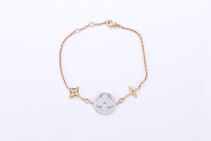 LOUIS VUITTON(路易威登) IDYLLE BLOSSOM STRASS 手鏈 18k白金拼18K玫瑰金-5