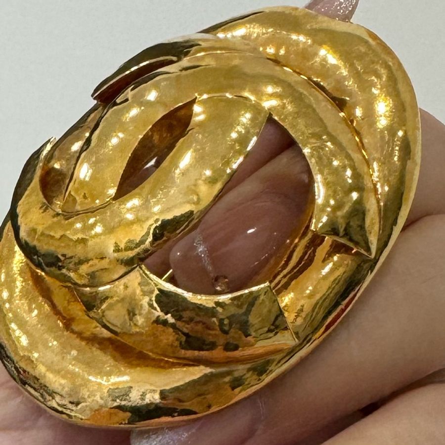CHANEL vintage 金 Pre-Owned CC 椭圓形 胸針 別針-10