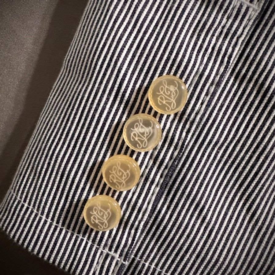 Ralph Lauren 海洋風直條紋修身西裝外套 公主袖翻領外套 女 M-5