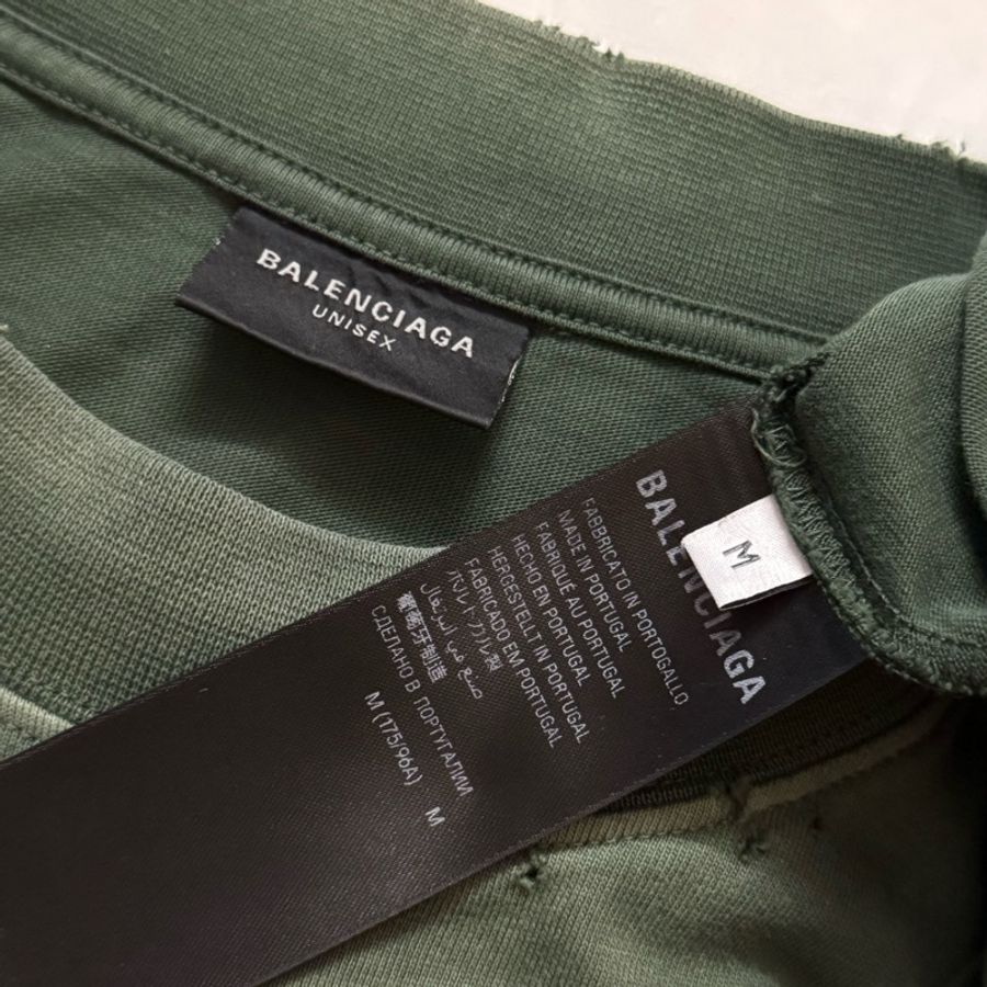 Balenciaga 巴黎世家綠色黑膠帶Logo短袖T恤尺碼M-3