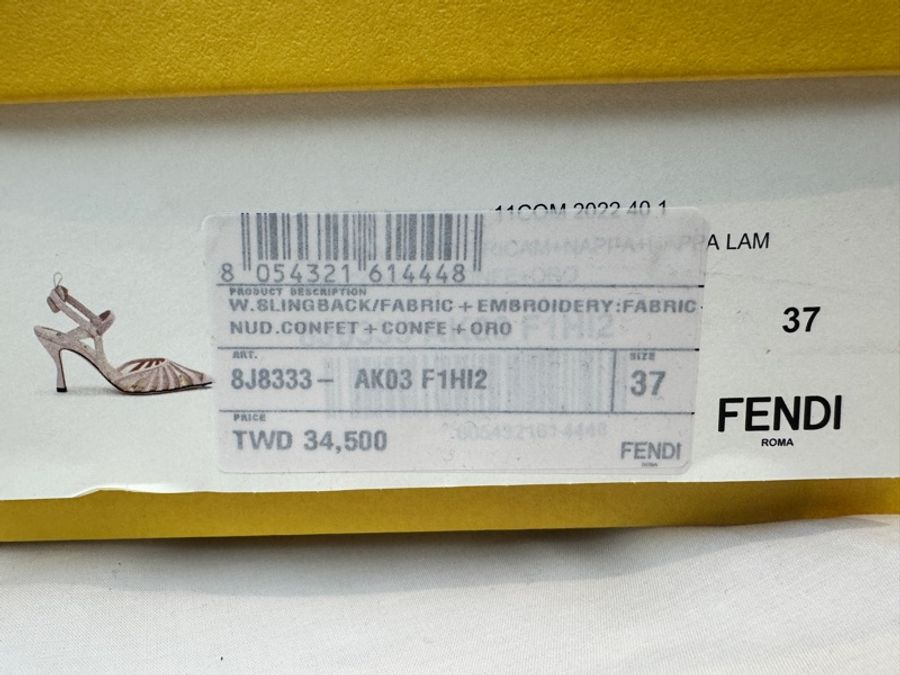 全新Fendi真皮淡粉高跟鞋37-5