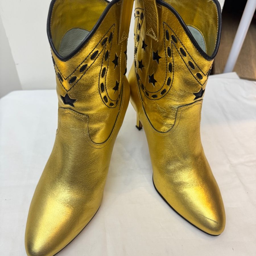 Marc Jacobs 金色牛仔靴子37-1