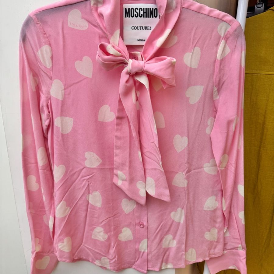 全新Moschino粉紅愛心襯衫M-0