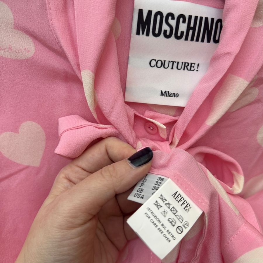 全新Moschino粉紅愛心襯衫M-3