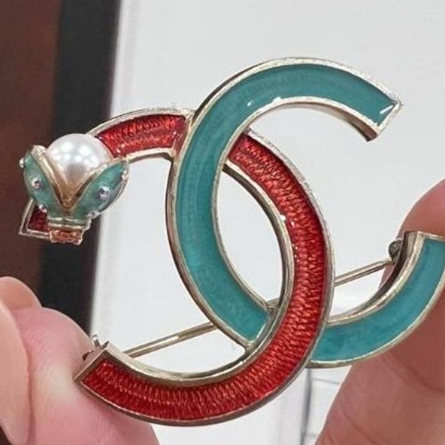 chanel 超可愛 珍珠 紅綠 飾品 瓢蟲 胸針 別針-8