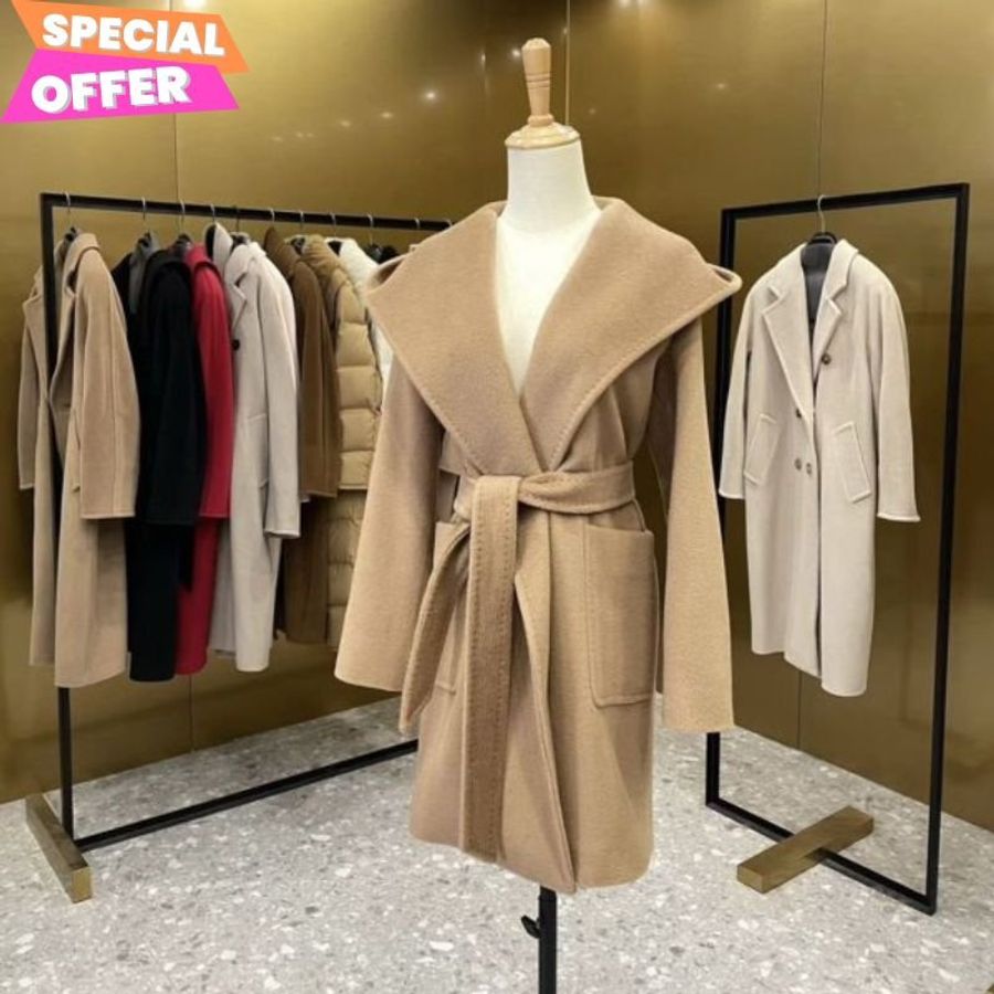 🧧新年特價活動🧧Max Mara Rialto 女款駝絨連帽開襟短大衣 駝色 IT36/38《當季專櫃正售★全新商品 》-0