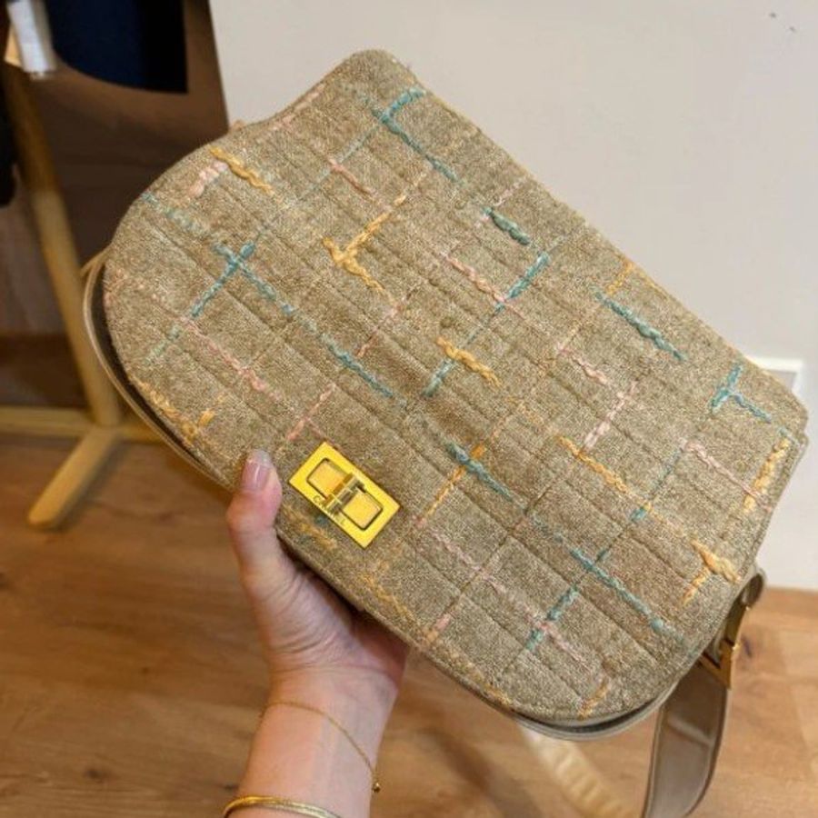 chanel 香奈兒 Tweed Mademoiselle Turn Lock 2.55 小羊皮 毛呢 斜背包 肩背包-3