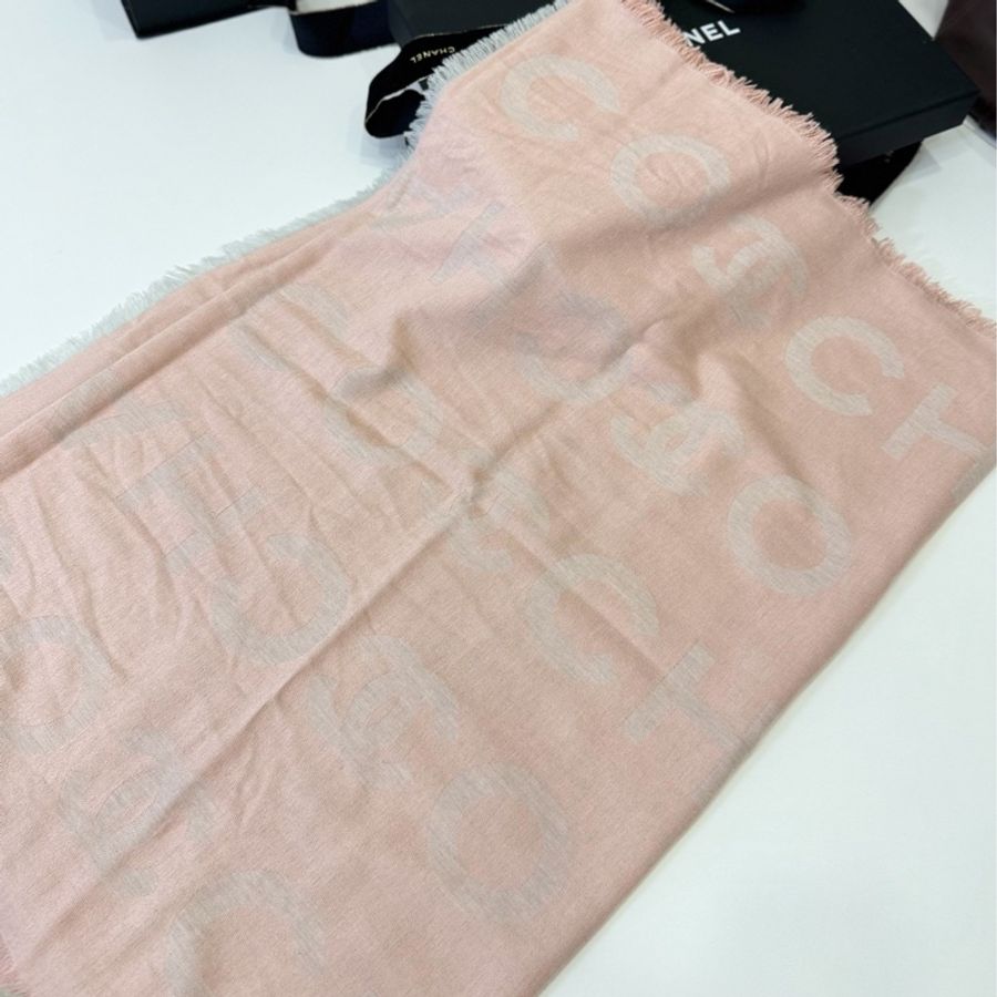 CHANEL 香奈兒 粉色 流蘇 圍巾 披肩 披風-9