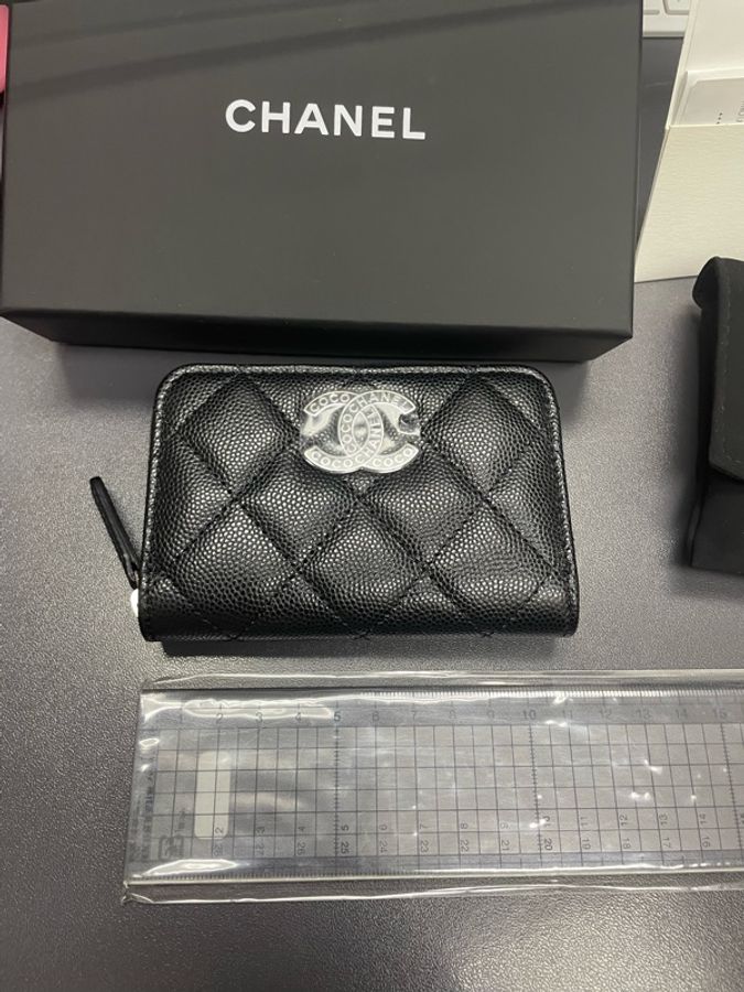 全新Chanel 牛皮銀包👛皮夾(黑銀無敵)-1