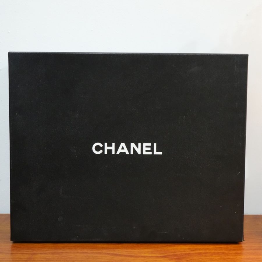 香奈兒 CHANEL LOGO 菱格紋 長靴 黑色 小牛皮 37-8