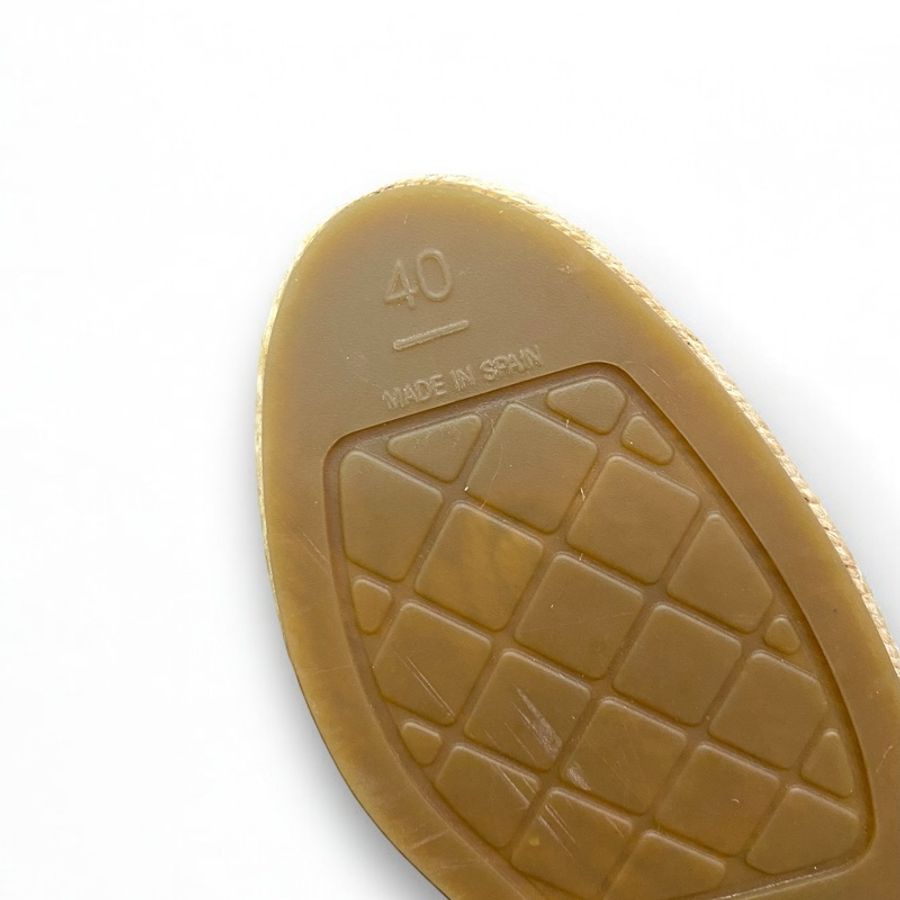 Chanel 膚色毛呢拼粉布面 草編平底鞋-6