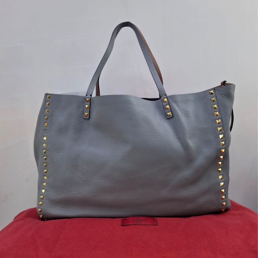 Valentino Tote Bag  (藍灰色和淺酒紅色）-0