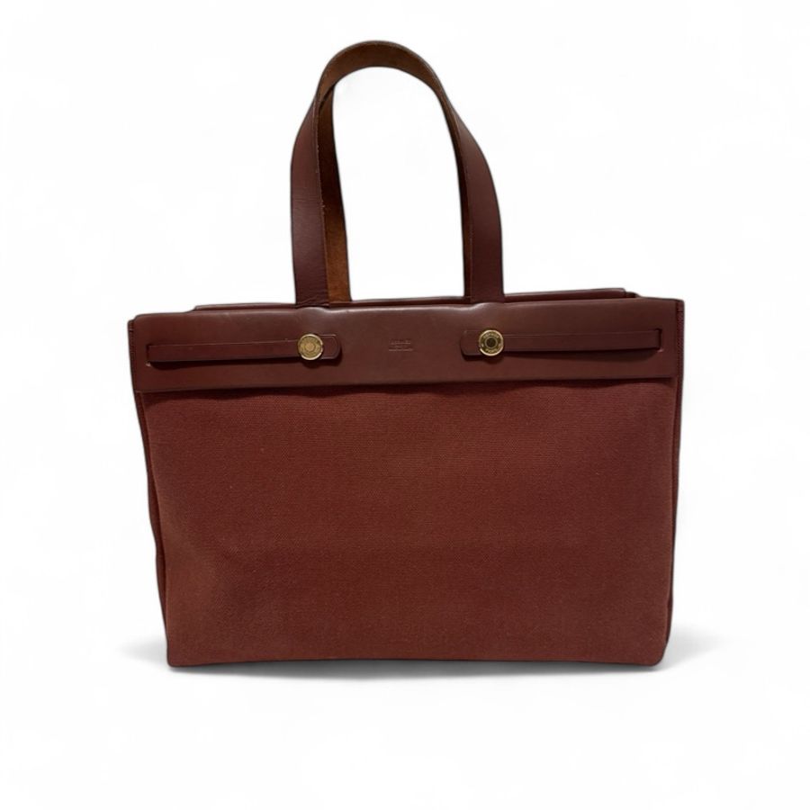🍒HERMES HERBAG GM 絕版栗色托特包 2F241202-1-2