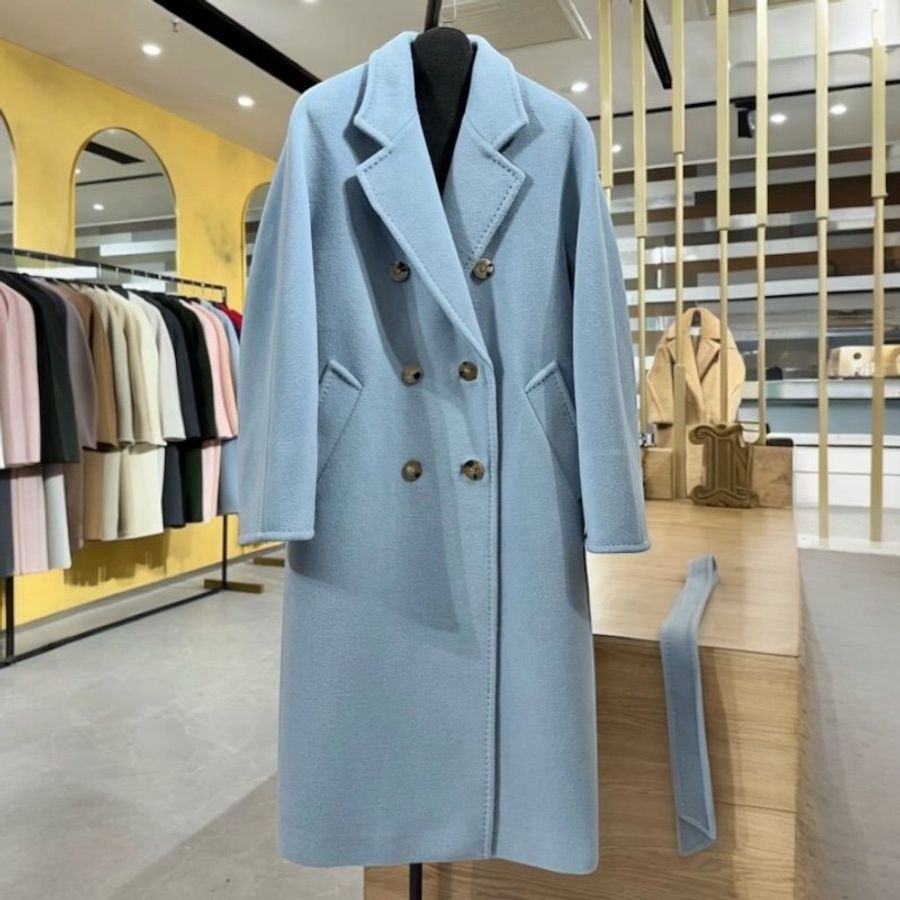 🧧新年特價活動🧧Max Mara 女款 101801 Madame 羊絨喀什米爾混紡經典大衣 蔚藍色 FR 40 M/42M-L《當季專櫃正售★全新商品 》-1