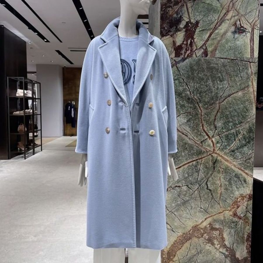 🧧新年特價活動🧧Max Mara 女款 101801 Madame 羊絨喀什米爾混紡經典大衣 蔚藍色 FR 40 M/42M-L《當季專櫃正售★全新商品 》-5