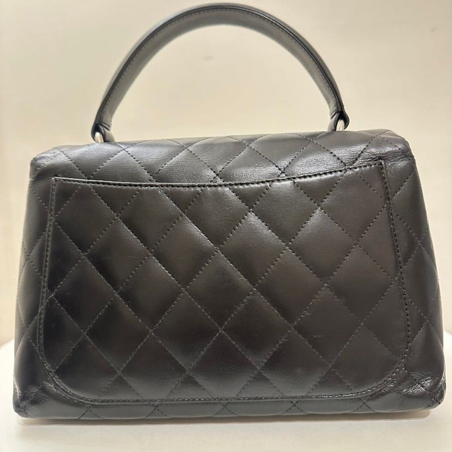 甜包/chanel vintage 香奈兒 kelly bag 銀扣(coco handle)羊皮提包(附背帶-6
