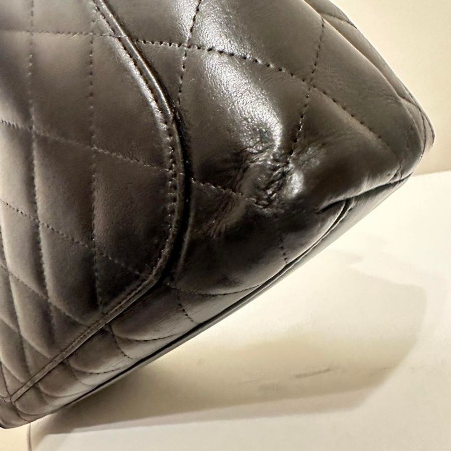 甜包/chanel vintage 香奈兒 kelly bag 銀扣(coco handle)羊皮提包(附背帶-9