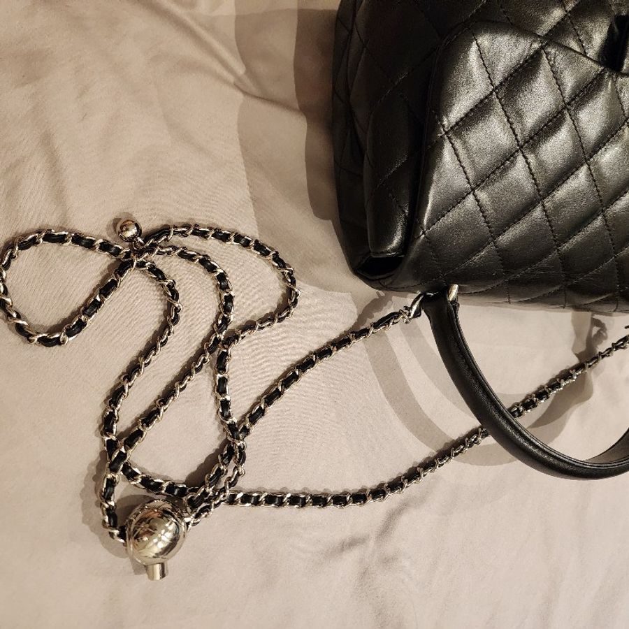 甜包/chanel vintage 香奈兒 kelly bag 銀扣(coco handle)羊皮提包(附背帶-17