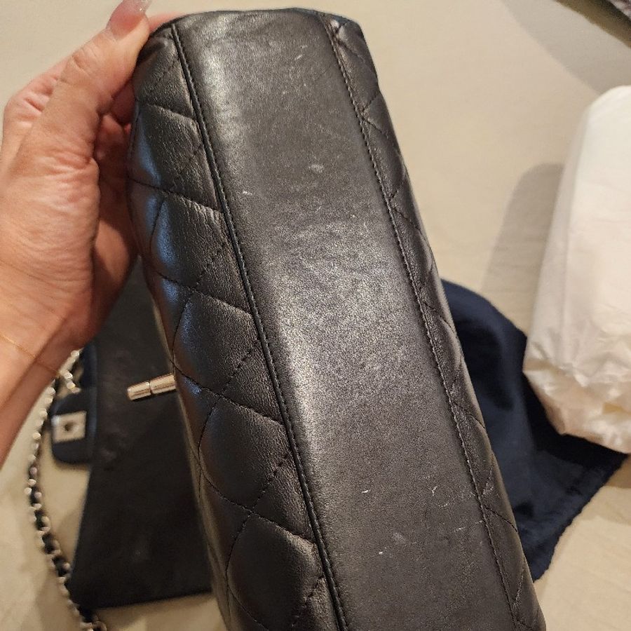 甜包/chanel vintage 香奈兒 kelly bag 銀扣(coco handle)羊皮提包(附背帶-22