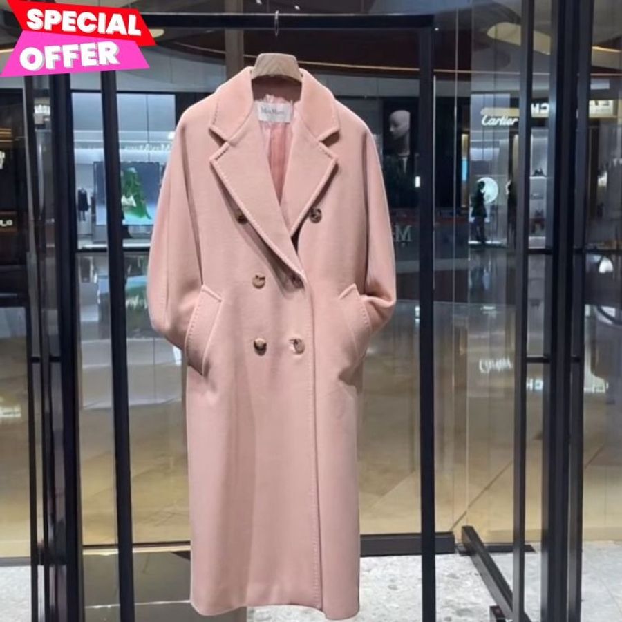 🧧新年特價活動🧧Max Mara 女款 101801 Madame 羊絨喀什米爾混紡經典大衣 煙粉色 FR 36S /38S-M /40 M/42M-L《當季專櫃正售★全新商品 》-0